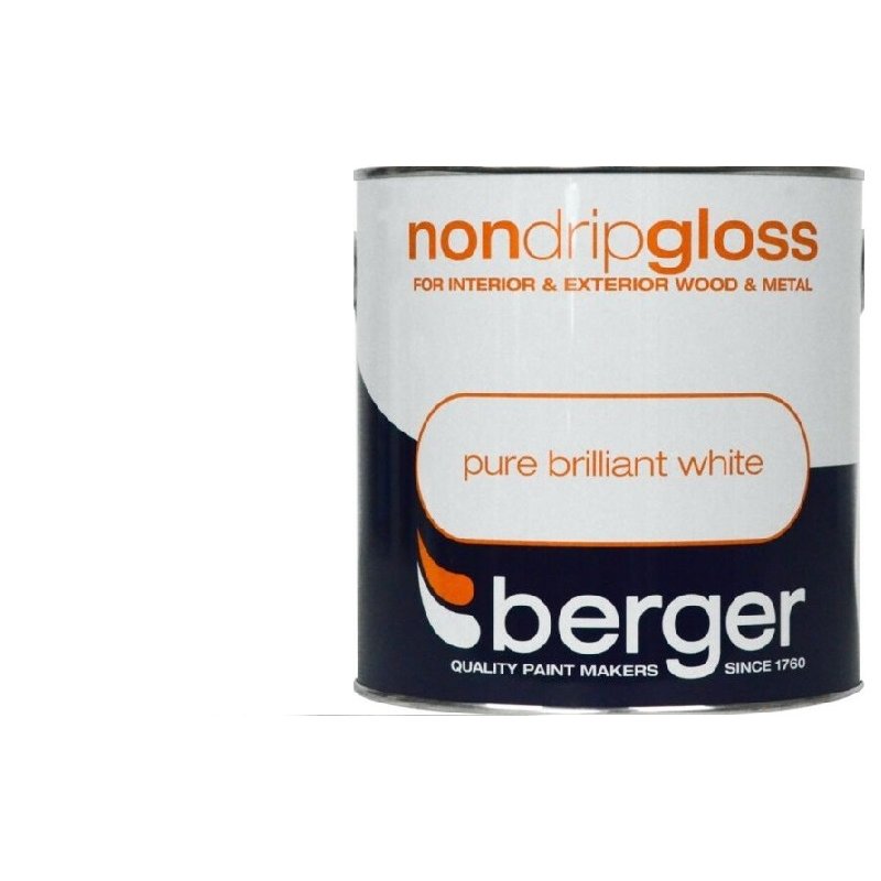 Berger 2.5L Non-Drip Gloss Brilliant White | Holbury Hardware Stores