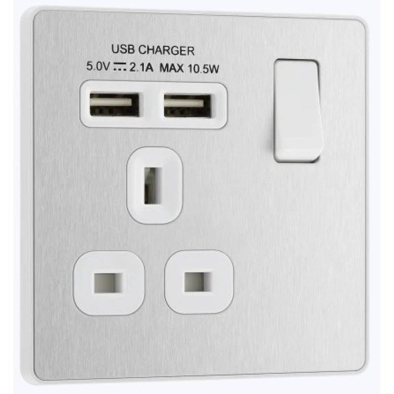 Brushed Steel 1 Gang Usb Socket Holbury Hardware Stores 4398