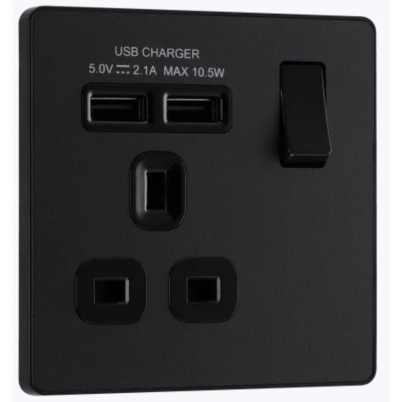 Matt Black 1 Gang Usb Socket Holbury Hardware Stores 7755