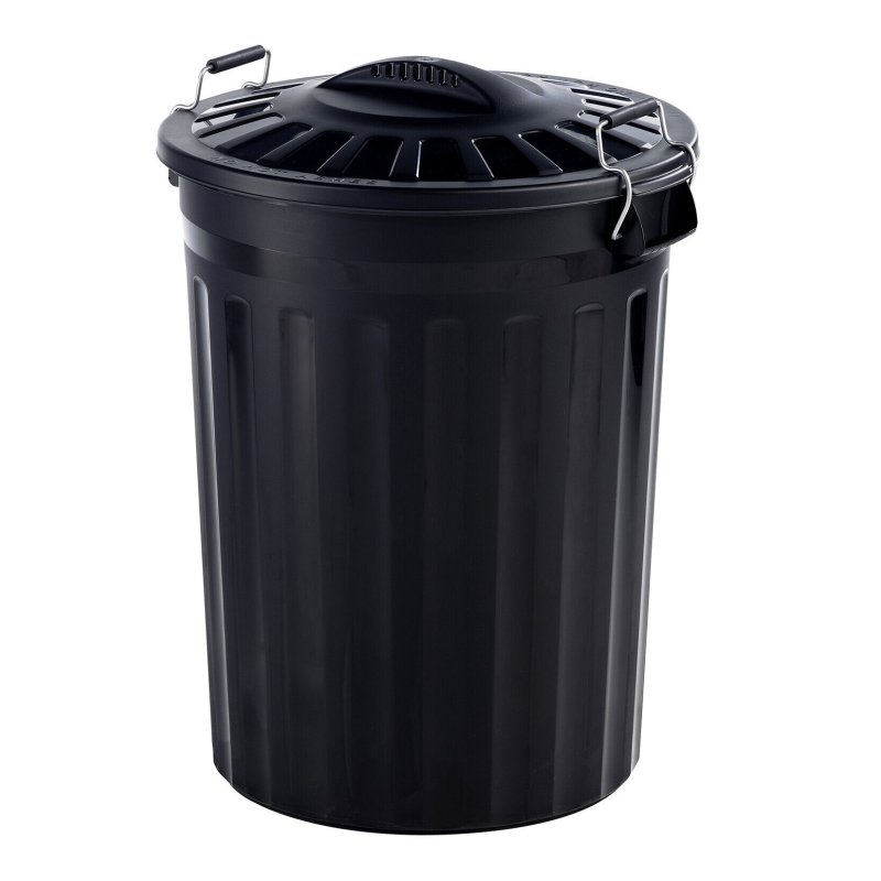 Black Plastic Dustbin 90L With Clips | Holbury Hardware Stores